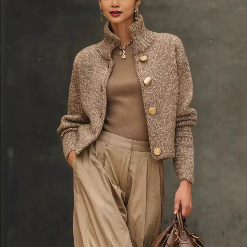 H&M Fall Fashion High Neck Button Knit Cardigan Sweater